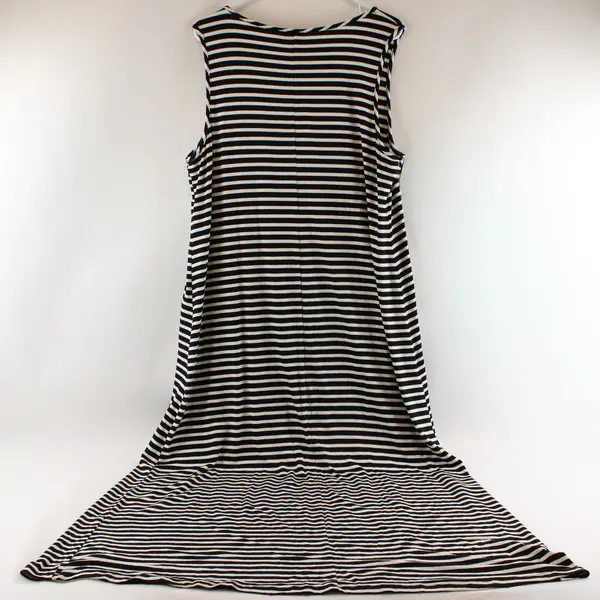 Zenergy by Chico's Size 3 Black and White Striped Sleeveless Maxi Dress