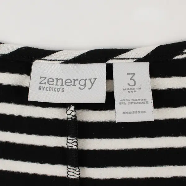 Zenergy by Chico's Size 3 Black and White Striped Sleeveless Maxi Dress