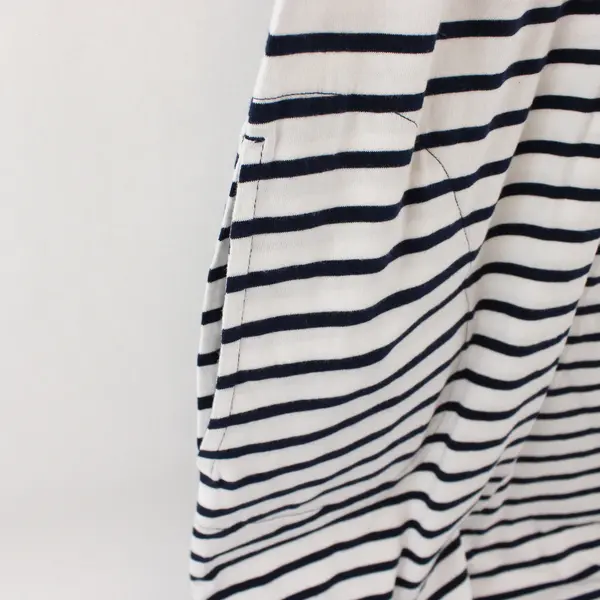 Lands' End Womens Plus 2X White Navy Striped Maxi Dress Sleeveless