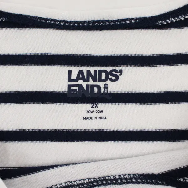 Lands' End Womens Plus 2X White Navy Striped Maxi Dress Sleeveless