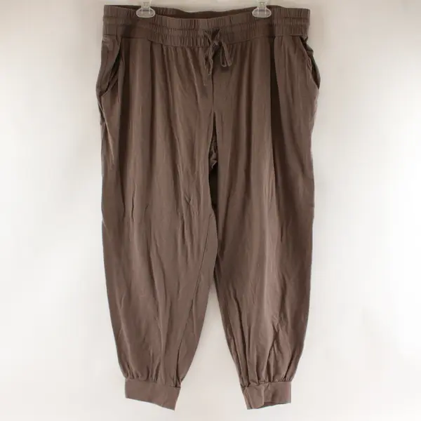 AnyBody Cozy Knit Tan Pull On Lounge Pants Women 1X