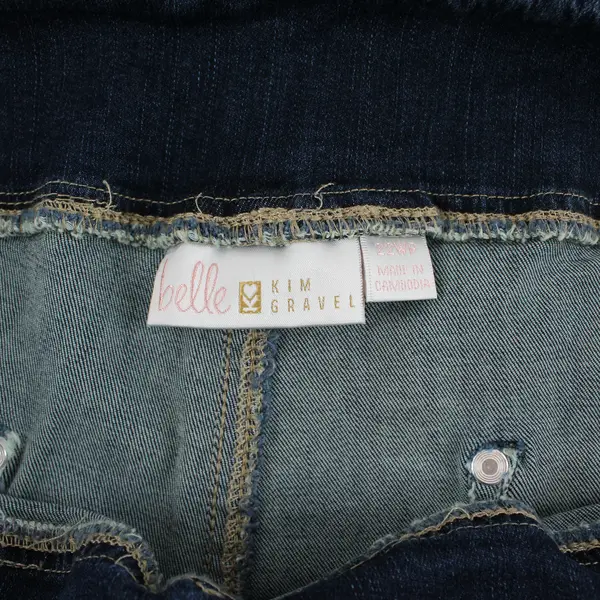 Belle by Kim Gravel Blue Pull-On Wide Leg Jeans Front Seam 22WP