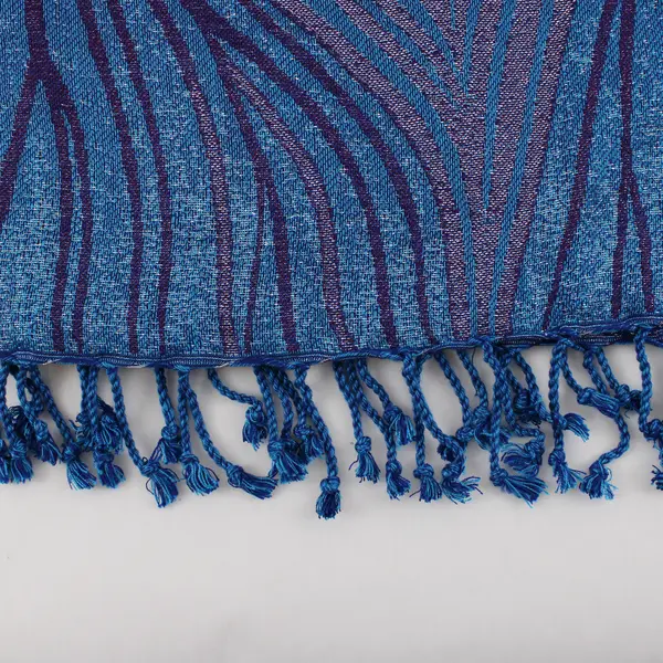 Colleen Lopez 2X/3X Blue Purple Metallic Shawl Wrap Tasseled