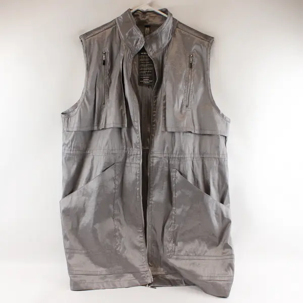 Marla Wynne Women's 2X Metallic Zip-Up Long Jacket 
