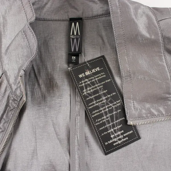 Marla Wynne Women's 2X Metallic Zip-Up Long Jacket 