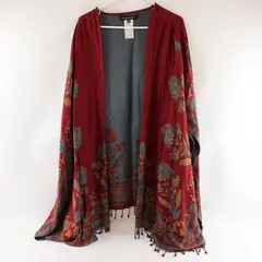 Colleen Lopez 2X/3X Reversible Floral Shawl Wrap Red Blue Yellow