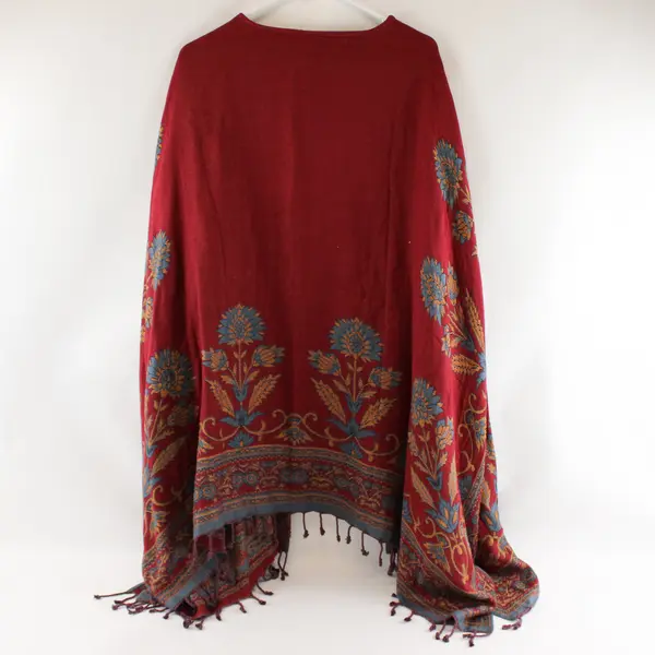 Colleen Lopez 2X/3X Reversible Floral Shawl Wrap Red Blue Yellow