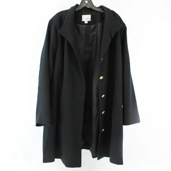 Linea by Louis Dell'Olio Women's Solid Black Button-Front Trench Coat Size 26W