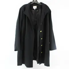 Linea by Louis Dell'Olio Women's Solid Black Button-Front Trench Coat Size 26W