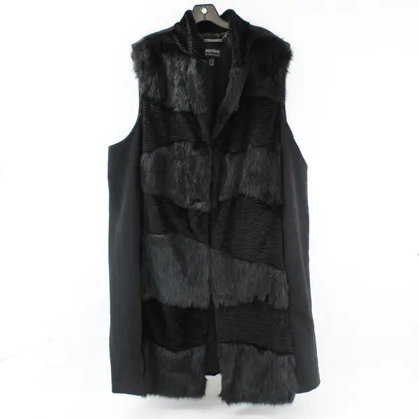 Madison Ave Collection Dennis Basso Black Faux Fur Sleeveless Vest Coat 2X