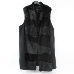 Madison Ave Collection Dennis Basso Black Faux Fur Sleeveless Vest Coat 2X