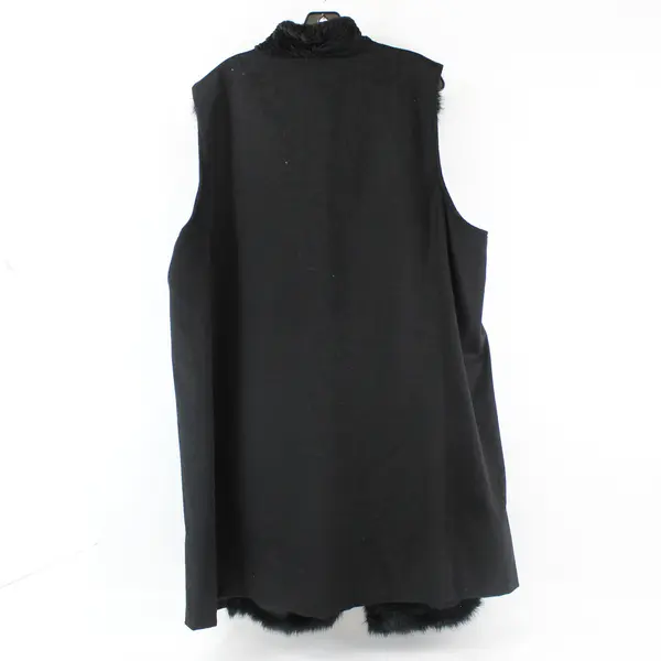 Madison Ave Collection Dennis Basso Black Faux Fur Sleeveless Vest Coat 2X