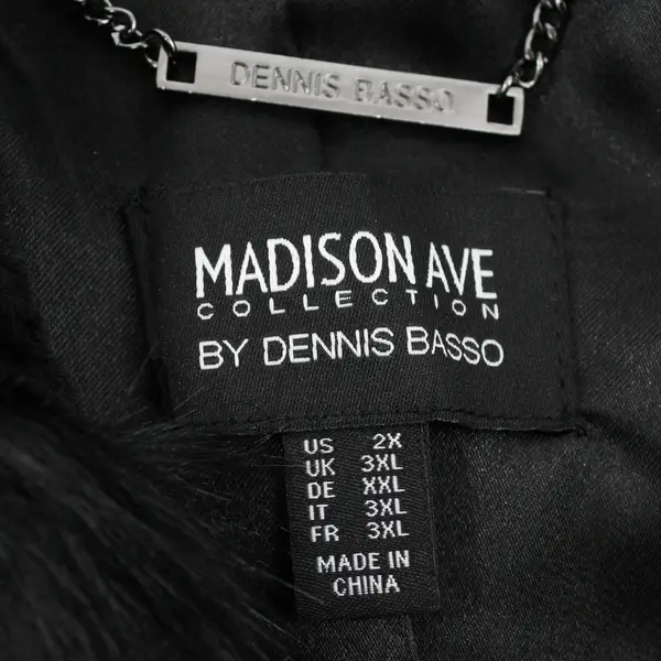 Madison Ave Collection Dennis Basso Black Faux Fur Sleeveless Vest Coat 2X