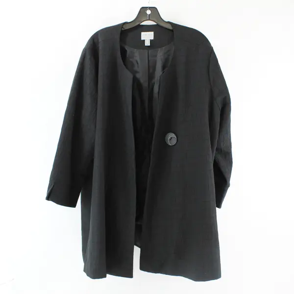 Susan Graver Women's 2X Black Button Jacket