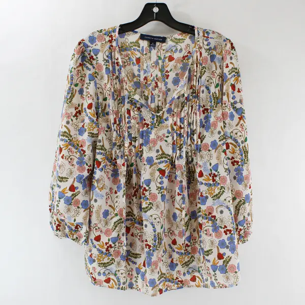 Tommy Hilfiger Floral V-Neck 3/4 Sleeve Blouse Size M
