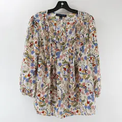 Tommy Hilfiger Floral V-Neck 3/4 Sleeve Blouse Size M