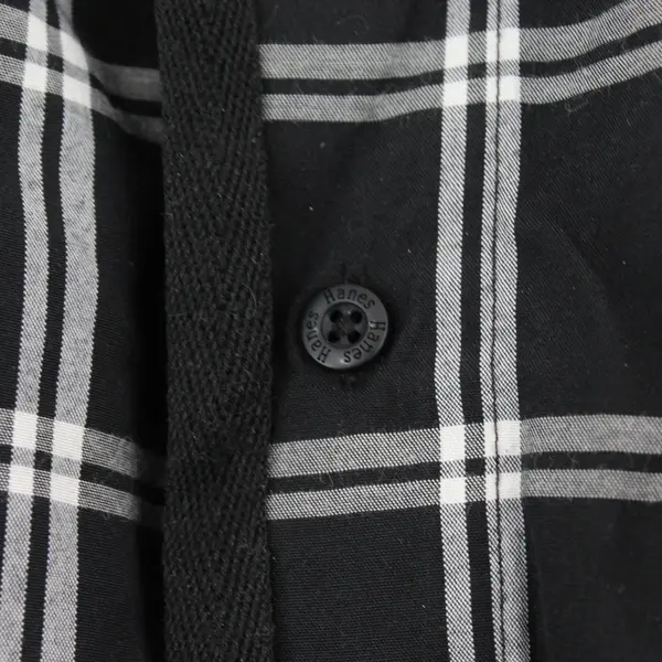 Hanes Men's M Black White Plaid Shorts