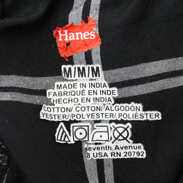 Hanes Men's M Black White Plaid Shorts