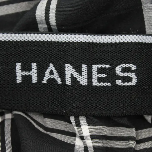 Hanes Men's M Black White Plaid Shorts