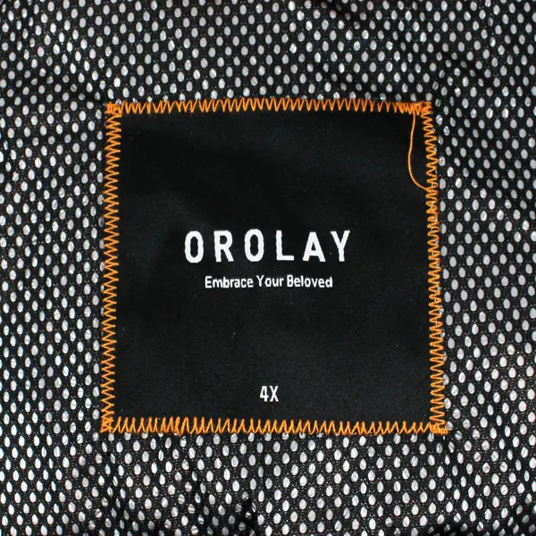 Orolay Black and Orange Zip-Up Down Winter Jacket Women's 4X