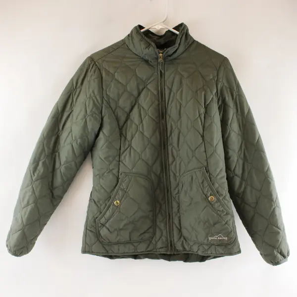 Eddie Bauer Puffer Quilted Jacket Womens Medium Green