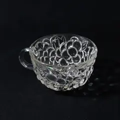 Clear Glass Embossed Floral Pattern Coffee Tea or Punch Cup
