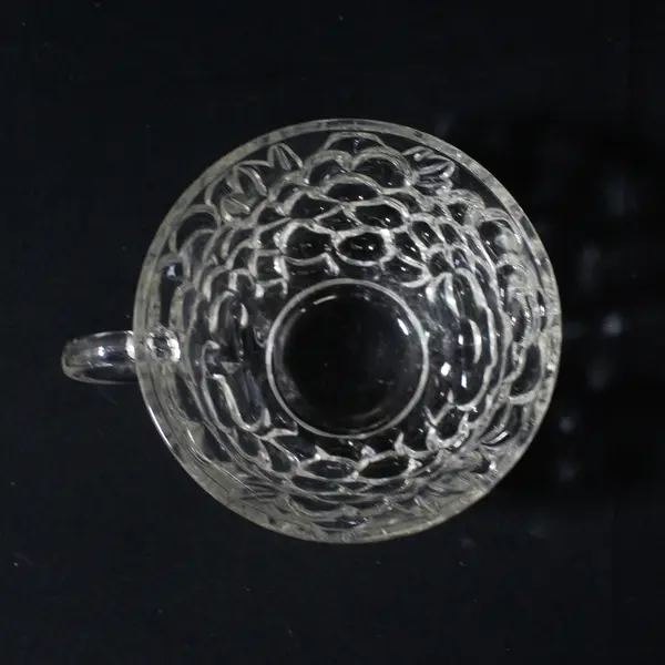 Clear Glass Embossed Floral Pattern Coffee Tea or Punch Cup