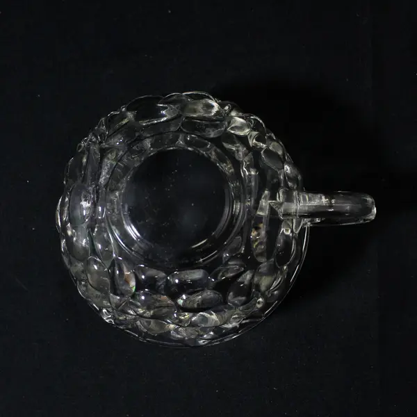 Clear Glass Embossed Floral Pattern Coffee Tea or Punch Cup