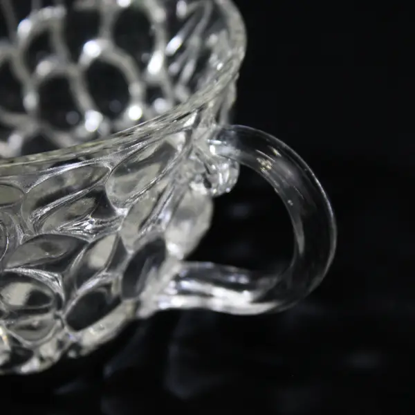 Clear Glass Embossed Floral Pattern Coffee Tea or Punch Cup