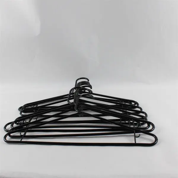 Lot of 10 Black Plastic Clothes Hangers with Strap Hooks