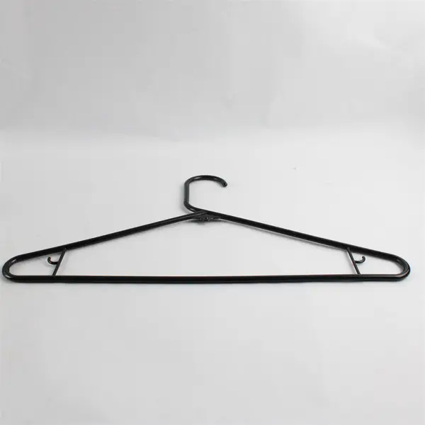 Lot of 10 Black Plastic Clothes Hangers with Strap Hooks