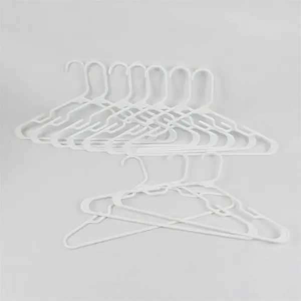 Lot of 10 White Plastic Clothes Hangers Shirts Pants Closet Organization