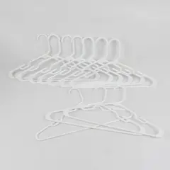 Lot of 10 White Plastic Clothes Hangers Shirts Pants Closet Organization