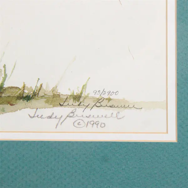 Kids Fishing Judy Buswell Signed Framed Watercolor Print 93/2900