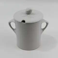 EM Japan White Ceramic Strawberry Finial Lid Jar Jam Jelly Sugar