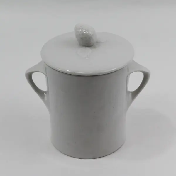 EM Japan White Ceramic Strawberry Finial Lid Jar Jam Jelly Sugar
