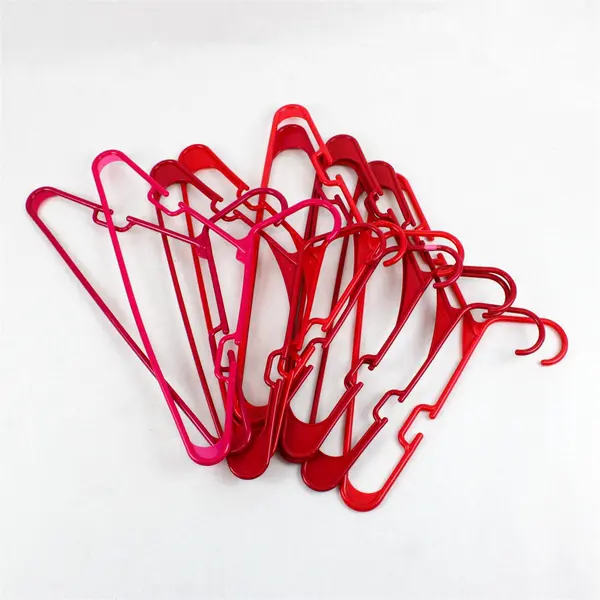 Lot of 10 Pink and Red Plastic Clothes Hangers Shirts and Pants