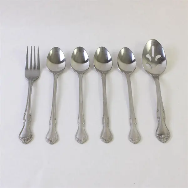 Six Reed and Barton Rose Garden Flatware - Tablespoon, 4 Iced Tea Spoons, Fork