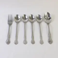 Six Reed and Barton Rose Garden Flatware - Tablespoon, 4 Iced Tea Spoons, Fork