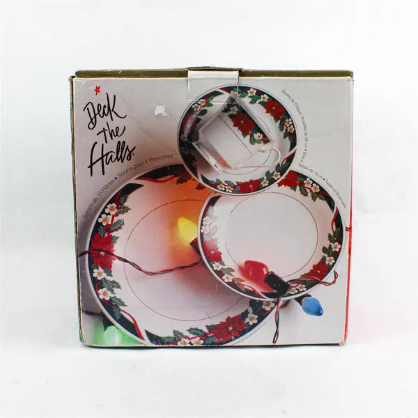 Tienshan Deck the Halls 16 Pc Dinner Set Service for 4 Plates Cups Saucers
