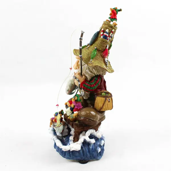 Fishing Santa Musical Figurine Holiday Collectible 9762582 