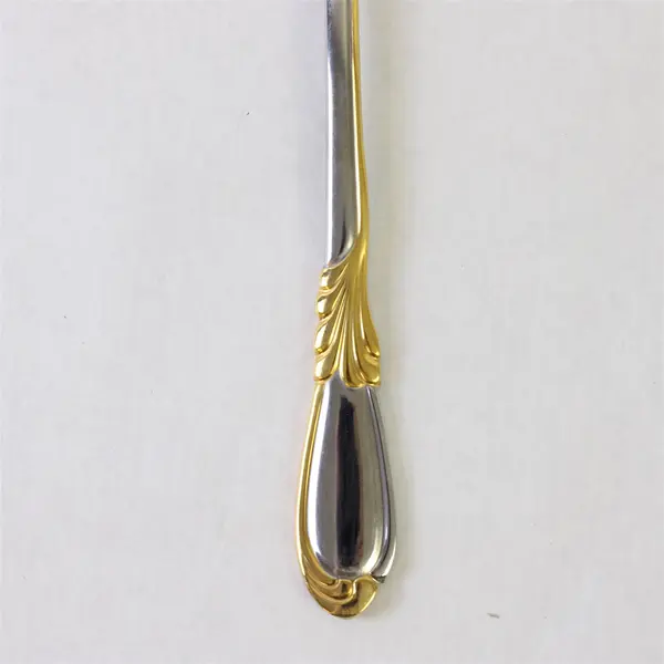 18/8 Stainless Solid Meat Serving Fork in the Pattern Linda Gold by Retroneu