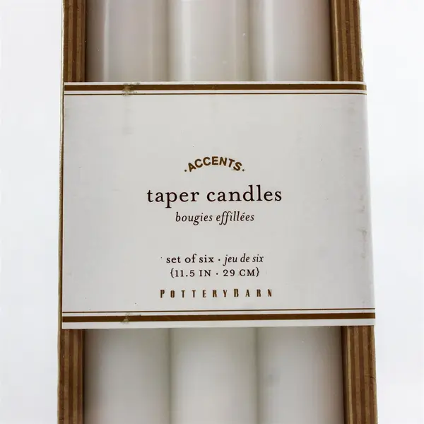 Pottery Barn Boxed Set Of 6 White Taper Candles 11.5in