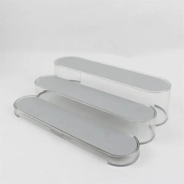 Madesmart 80016 Three Level Kitchen Shelf Organizer Clear Gray Silicone Pads