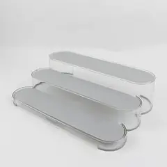 Madesmart 80016 Three Level Kitchen Shelf Organizer Clear Gray Silicone Pads