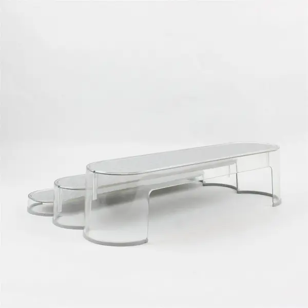 Madesmart 80016 Three Level Kitchen Shelf Organizer Clear Gray Silicone Pads