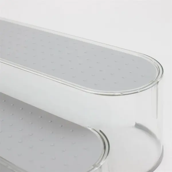 Madesmart 80016 Three Level Kitchen Shelf Organizer Clear Gray Silicone Pads