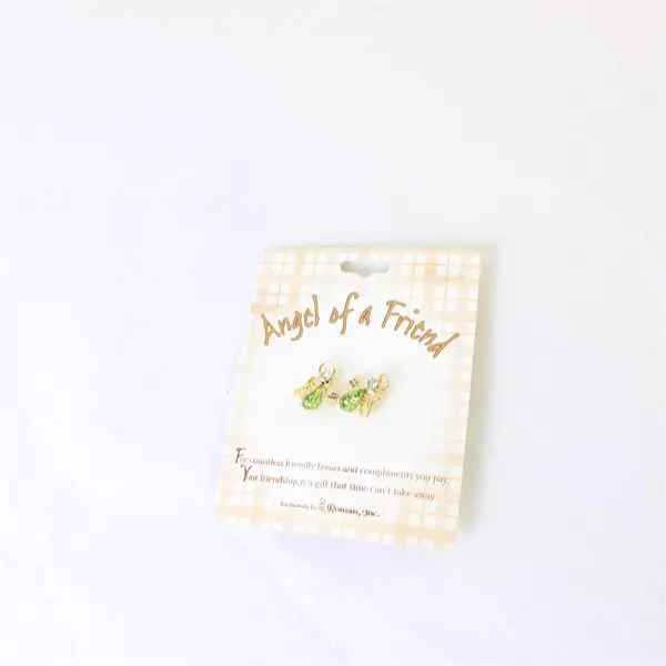 Roman Inc Angel of a Friend 2-Pin Set Green Stone NWT