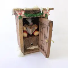 Enesco Mary Mary Had A Farm Cow Christmas Outhouse Musical Resin Figurine NIB