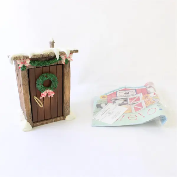 Enesco Mary Mary Had A Farm Cow Christmas Outhouse Musical Resin Figurine NIB